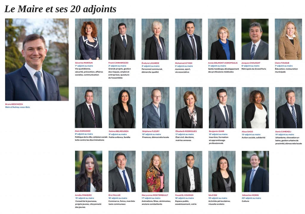 Le Maire et ses 20 adjoints - Avril 2014 - Aulnay-sous-Bois