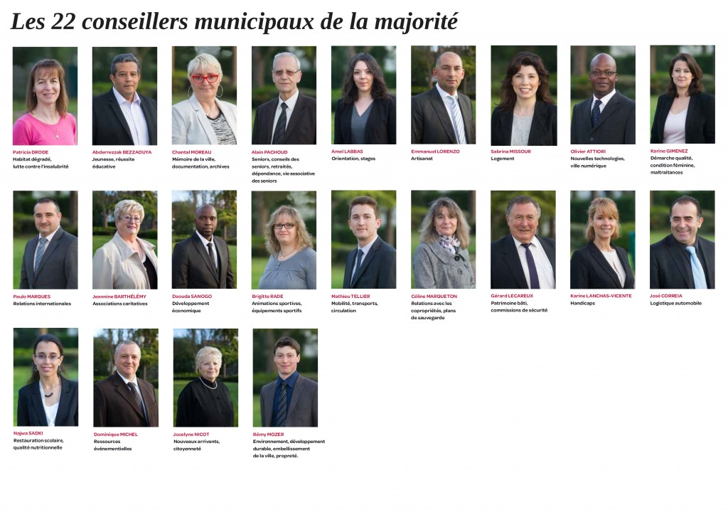 Les vingt-deux autres conseillers municipaux de la majorité - Avril 2014 - Aulnay-sous-Bois