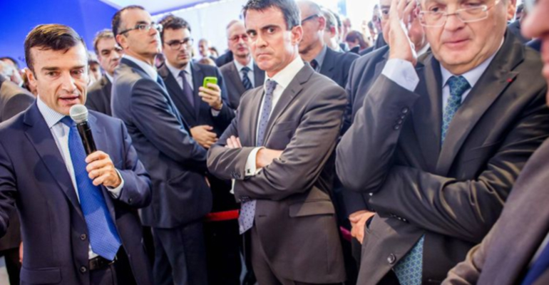 Manuel Valls, lundi à Créteil, pour la signature d'une cession de terrains destinés à la construction d'une gare du métro Grand Paris Express. | (C) Laurent Troude